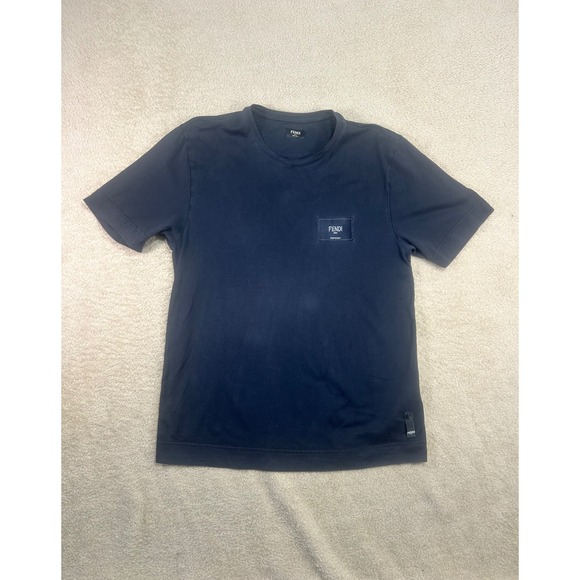 Fendi Roma Made in Italy Black Cotton Short Sleeve T Shirt Men's Size‎ Small